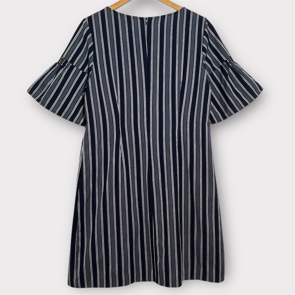 Banana Republic Navy Stripe Ruffled Bell Sleeve Shift Dress - Picture 3 of 11